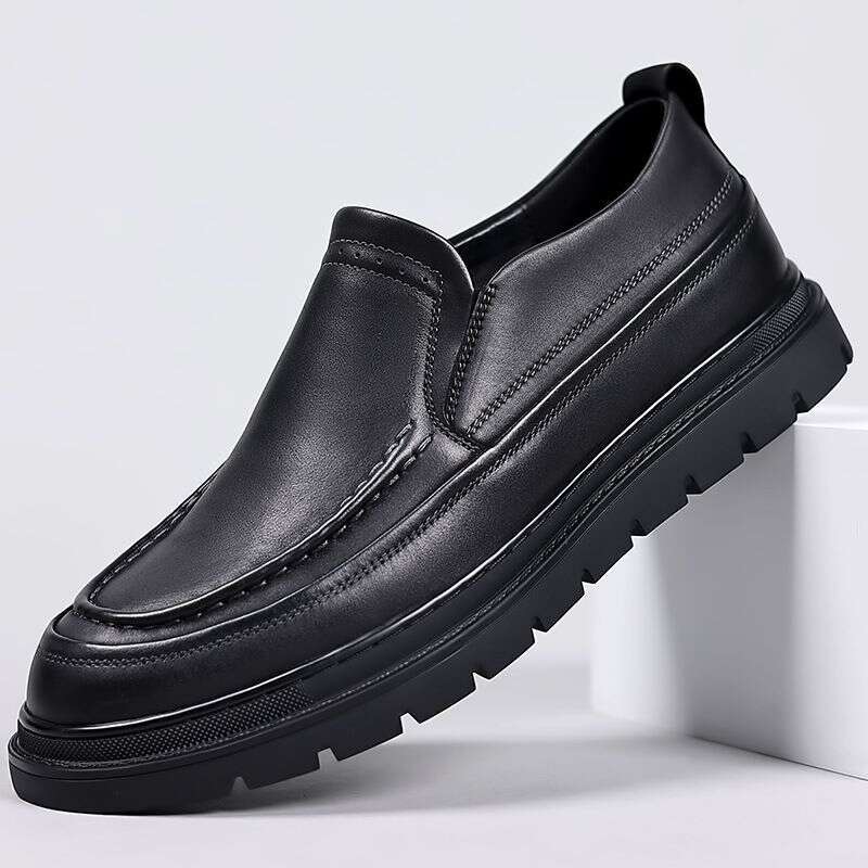 Autumn New Business Genuine Leather Thick Soles Casual Height Increase. Men's Shoes With British Style Loafers Are