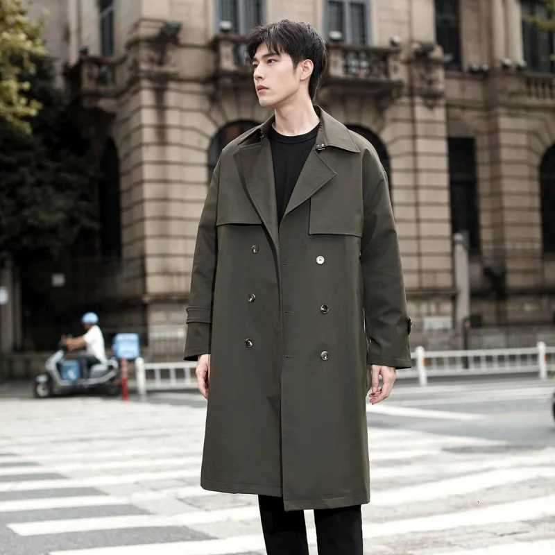 GIOIOMens duster 2025 Spring and Autumn New Mid-Length Solid Color Patchwork Top Jacket Coat Fashion Mens Wear W250815