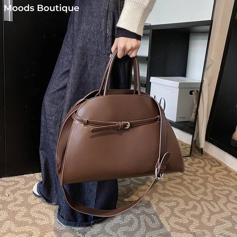 Stylish Big Top-Handle Bags For Women Belt Pure Color Large Capacity Shopper Shoulder Totes 2025 Latest Designer Handbags
