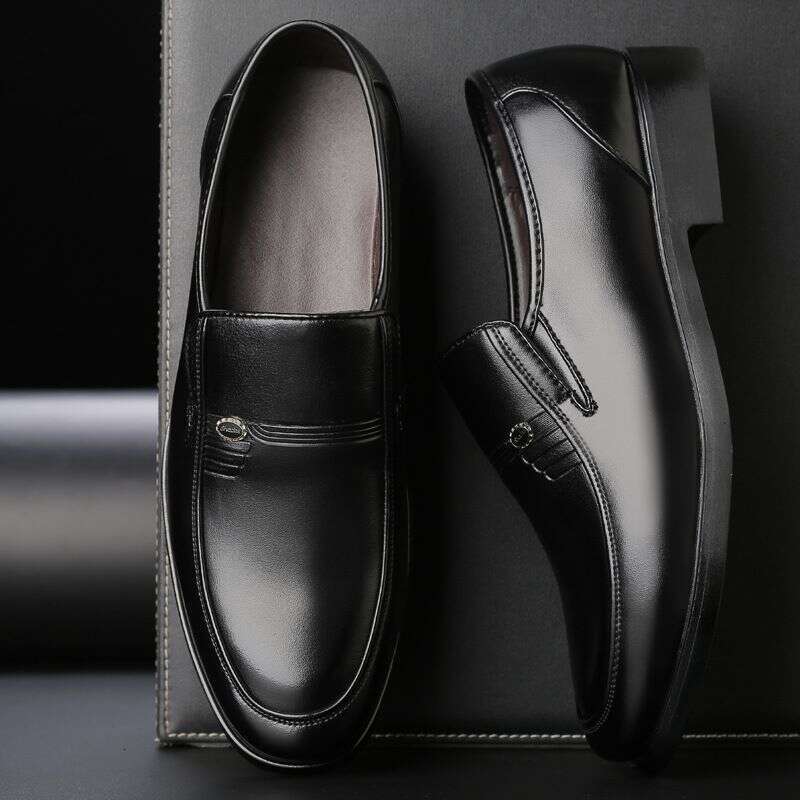 Oversized Leather Autumn Business, Leisure, Middle-aged And Elderly Shoe Covers, Men's Shoes, Black Work Dad
