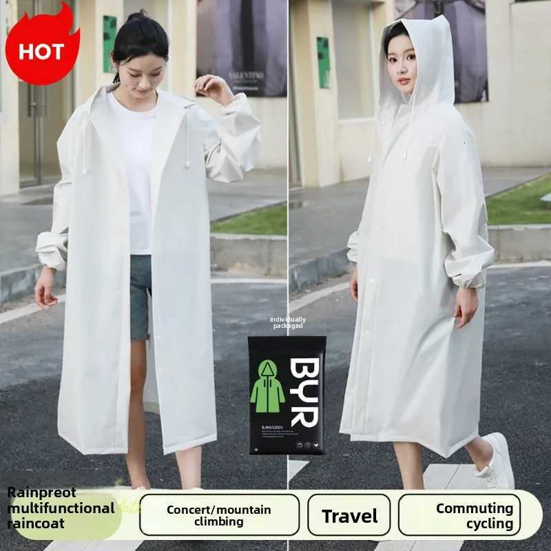 New Waterproof Splash-Resistant Raincoat Long Unisex EVA Raincoat with Hood for Travel Camping and Fishing Y250814