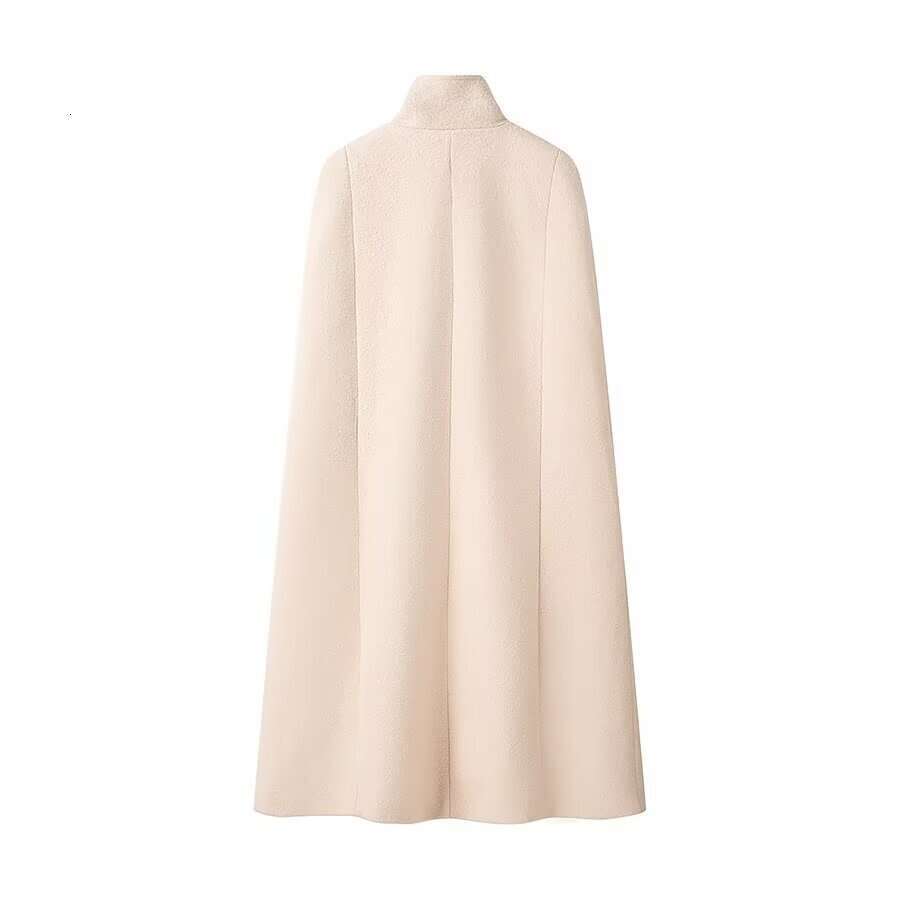 New Fashion High-necked Woolen Sleeveless Warm Windbreaker Double Breasted Capes Trench Vintage Female Chic Lady Outfits