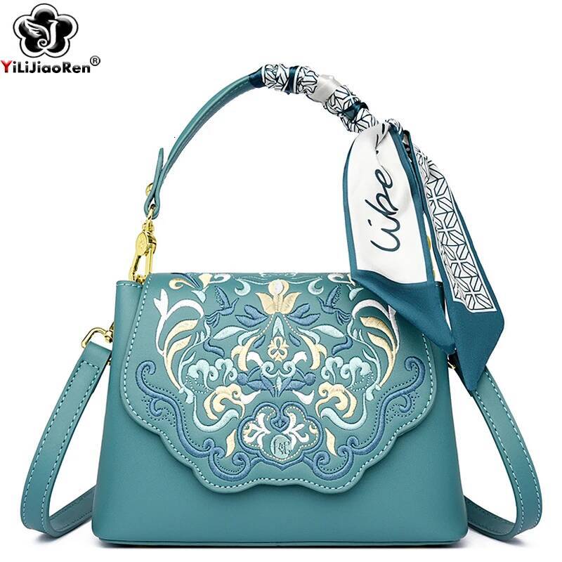 Fashion Embroidery Shoulder Women Designer High Quality Leather Handbag Purse Ladies Small Crossbody Messenger Bag Female