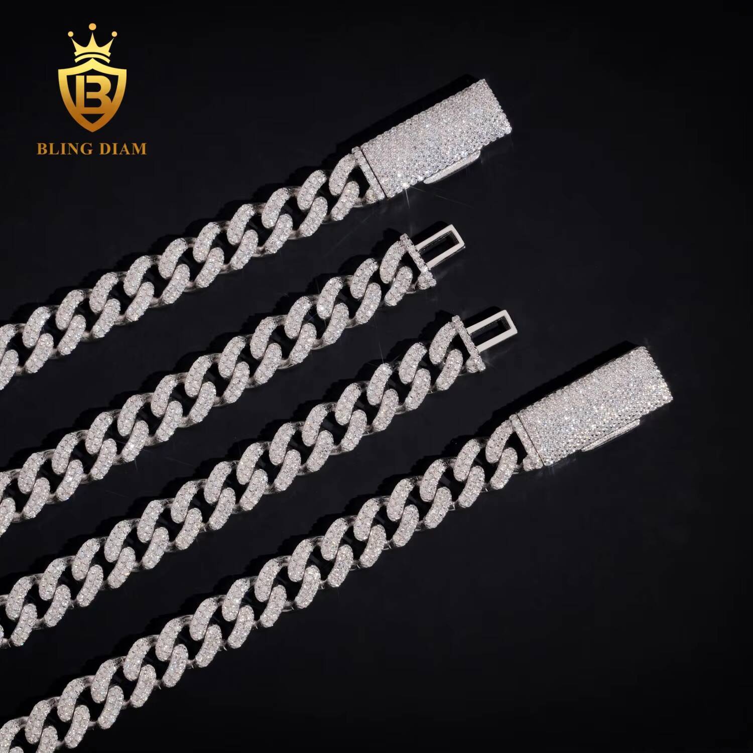 GRA Certificate Best Quality 925 Sterling Silver 10mm Cuban Link Chain Iced Out Women Fashion Jewelry Necklaces