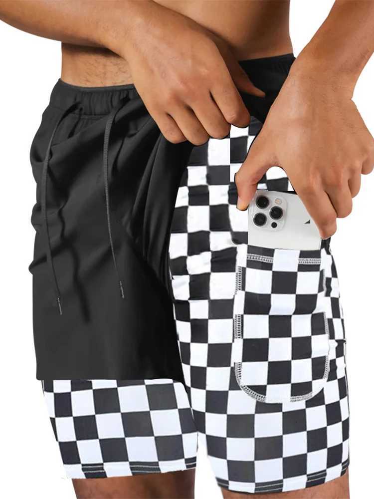 2-in-1 Mens Performance Running Shorts - Moisture-Wicking Compression Support With Secure Zipper Pocket For Gym Training Y250814