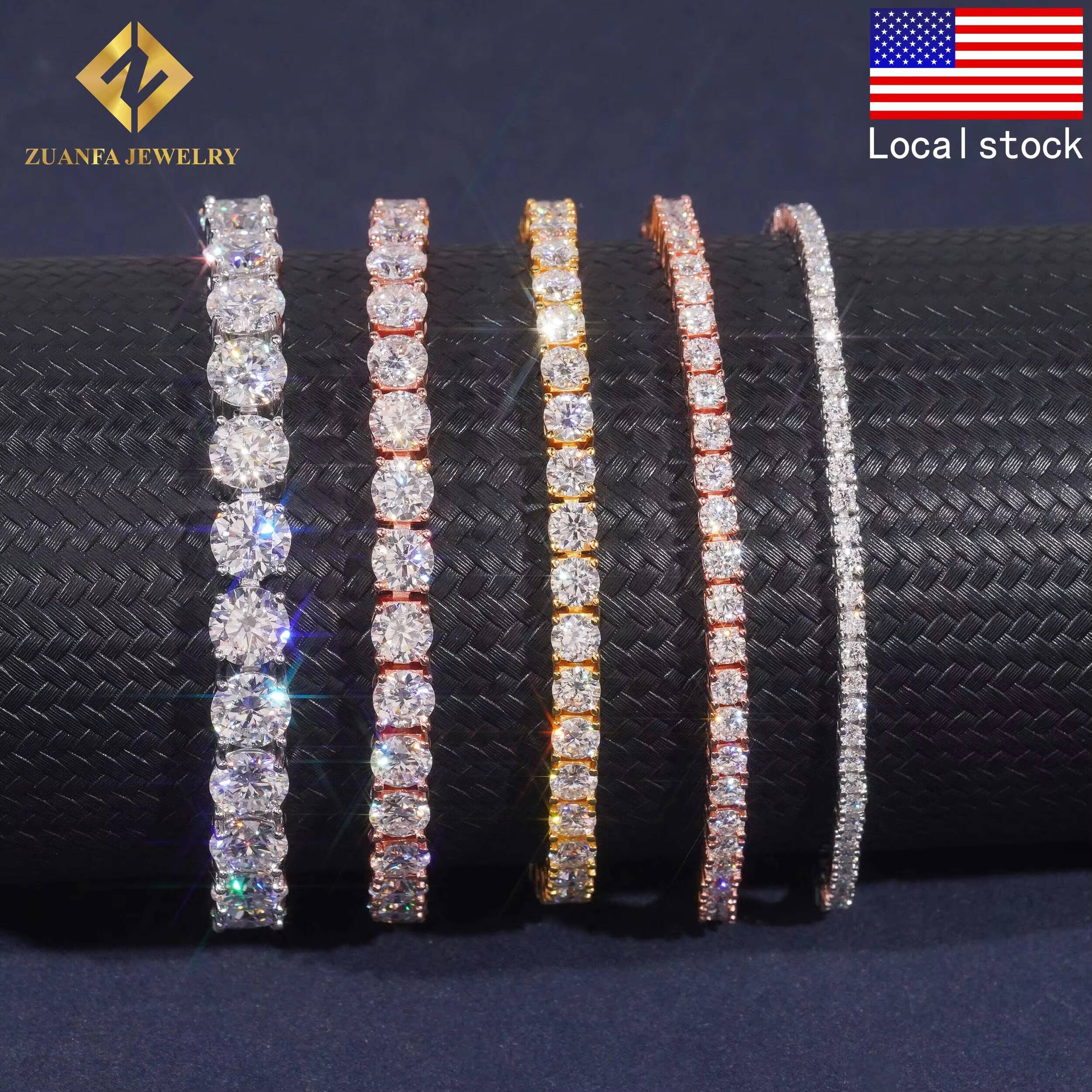 Hot Sale Tennis Bracelet 925 Sterling Silver 18K Gold Plated Moissanite Diamond Tennis Chain Necklace Bracelet Large Store