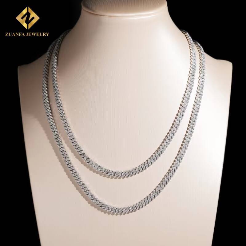 5mm Hip Hop Jewelry Bussdown Cuban Chain Link Necklace 925 Silver Iced Out Vvs Moissanite Diamond Pass Diamond Tester