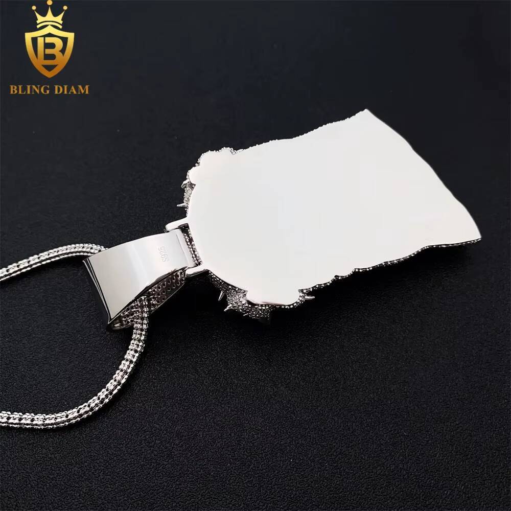 Gra Certificate Luxury Jewelry Jesus Head Blue Green Vvs Moissanite Iced Out Diamond Pendant 925 Sterling Silver