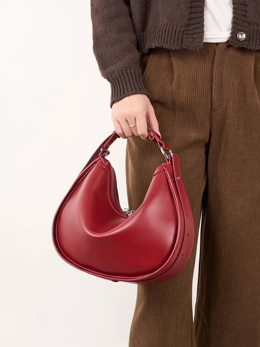 100% Genuine Leather Crescent Handbag Women 2025 New Simple High Quality Shoulder Crossbody Bag Commuter