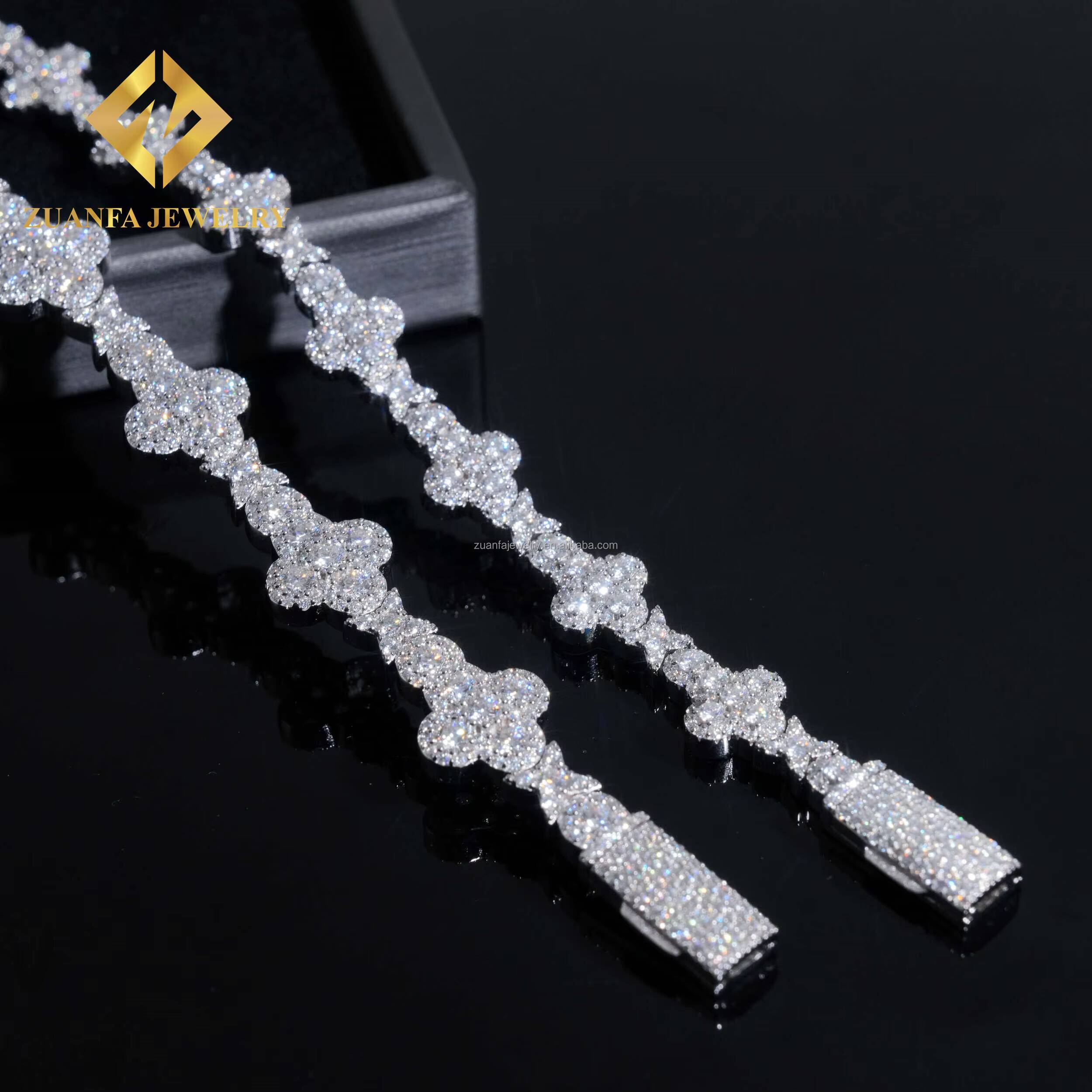 Fashion Rapper Jewelry Luxury Iced Out Hip Hop Jewelry 10mm 13mm S925 Silver Moissanite Diamond Cross Shape Miami Cuban Bracelet