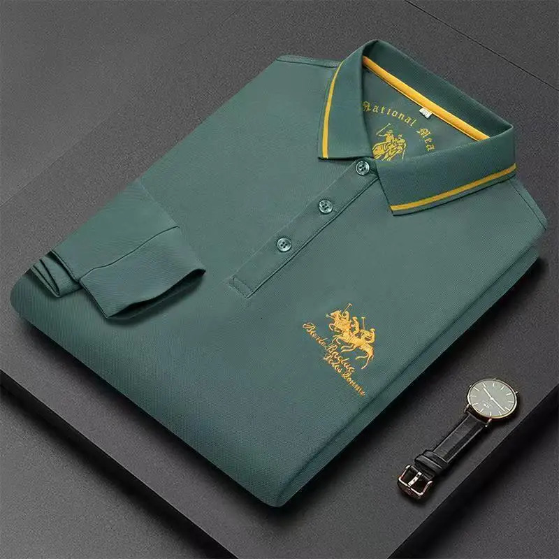 ed Pure Cotton Selling Mens Polo Shirt Autumn And Winter Long Sleeved Breathable Casual Slim Fit Top 250814