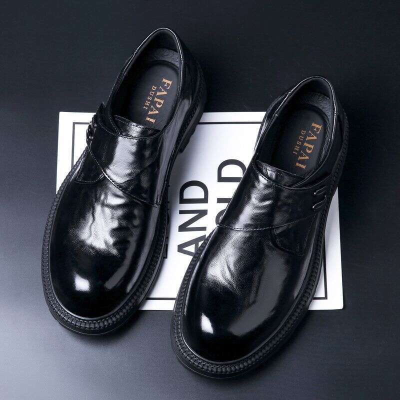 2025 New Men's High-end Shoes With One Foot Kick, Le Fu Shoe Toe Layer, Cowhide Casual Business Leather Shoes, Wedding