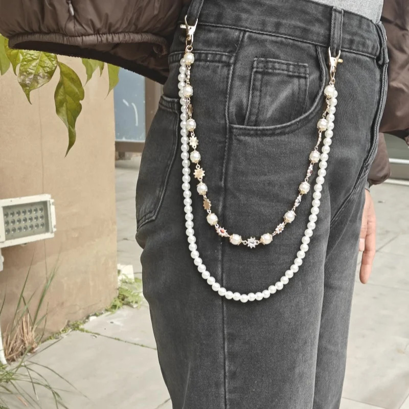 Salircon Exquisite Pearl Pants Chain Men Women Ones Waist Fashion Accessories Model HipHop Jewelry 250811