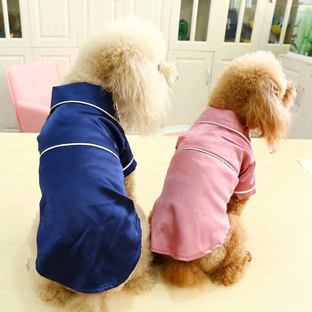 Dog Pajamas Clothes Silk Soft Shirts Loungewear Puppy Pjs for Small Yorkie Bulldog Cats Sleepwear Shirt 250814