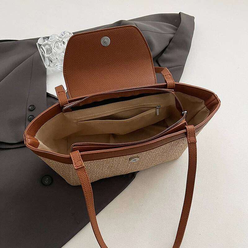 LEFTSIDE Weave Straw Shoulder for Women Summer Ladies New Tote Bag Females Beach Bags Lady Handbags and Purses