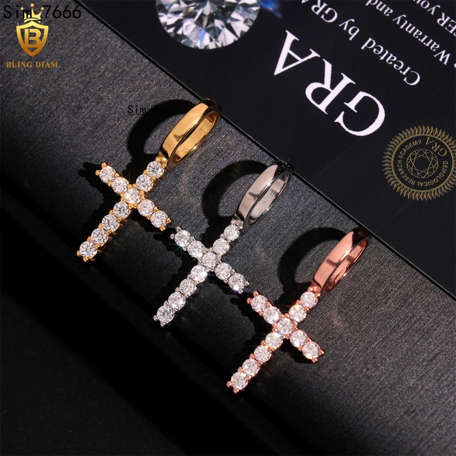 Factory Price 925 Sterling Silver VVS Moissanite Custom Hip Hop Diamond Cross Pendant