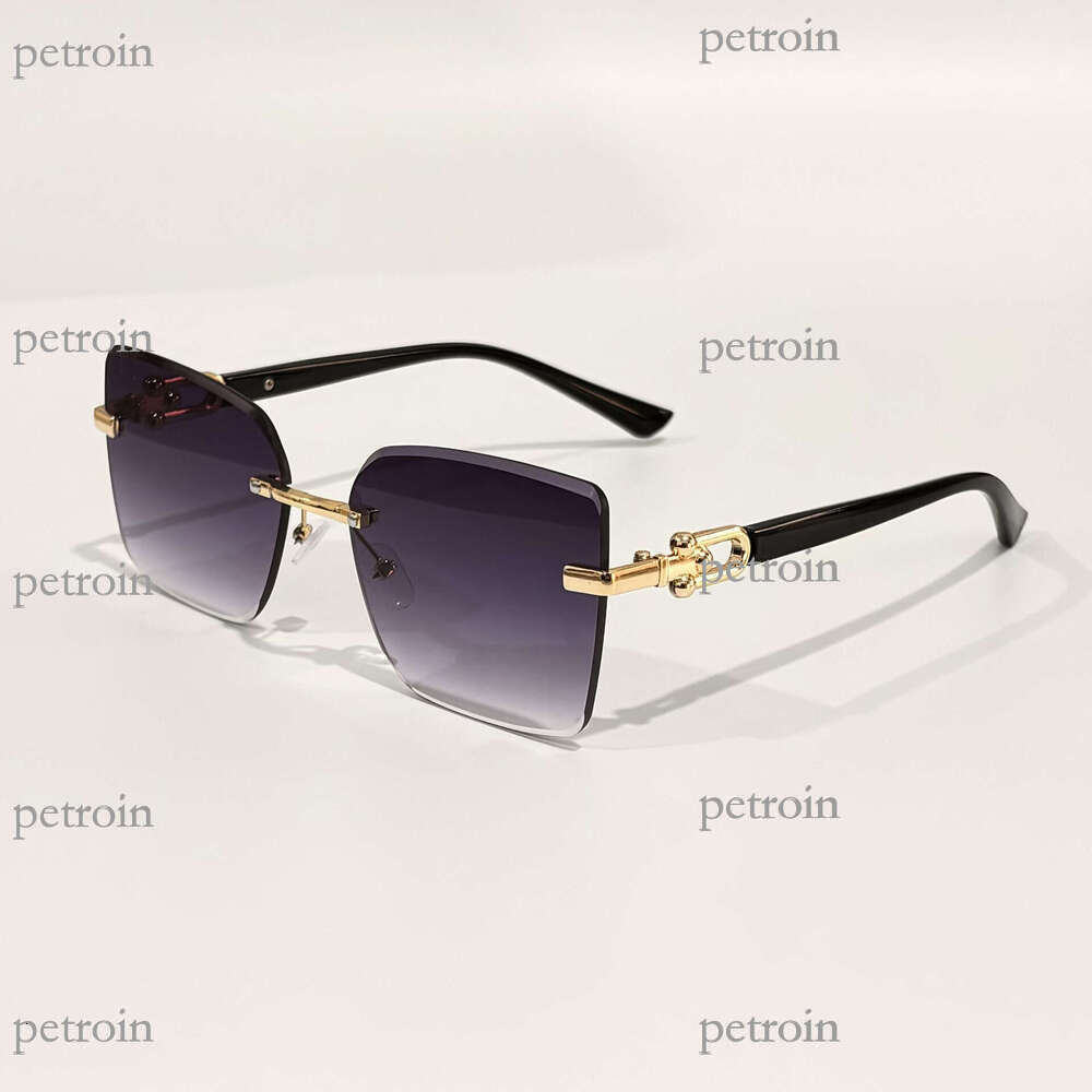 New Style Personality Women's High-end Light Luxury Gradient Color Plain Frameless Glasses Fashion Trendy Sunglasses