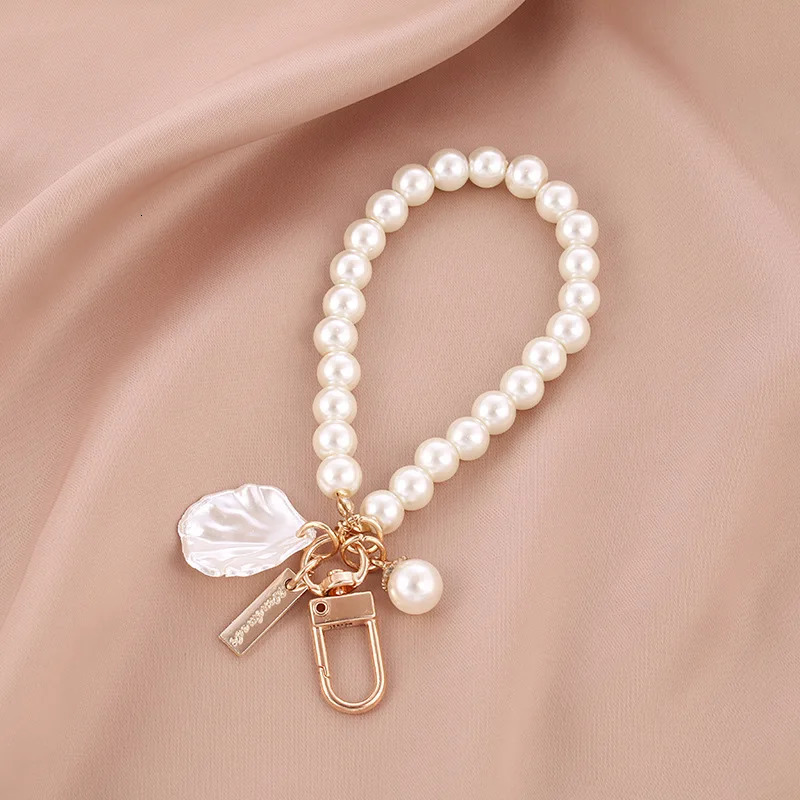 1PC Cute Shell Heart Bow Pearl Beads Chain Pendant Phone Keychain Bag Key 250811