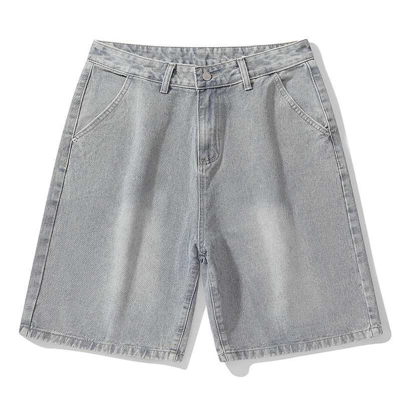 2025 summer new denim shorts mens loose Korean retro crease short jeans fashionable washed casual denim shorts new streetwear Y250814