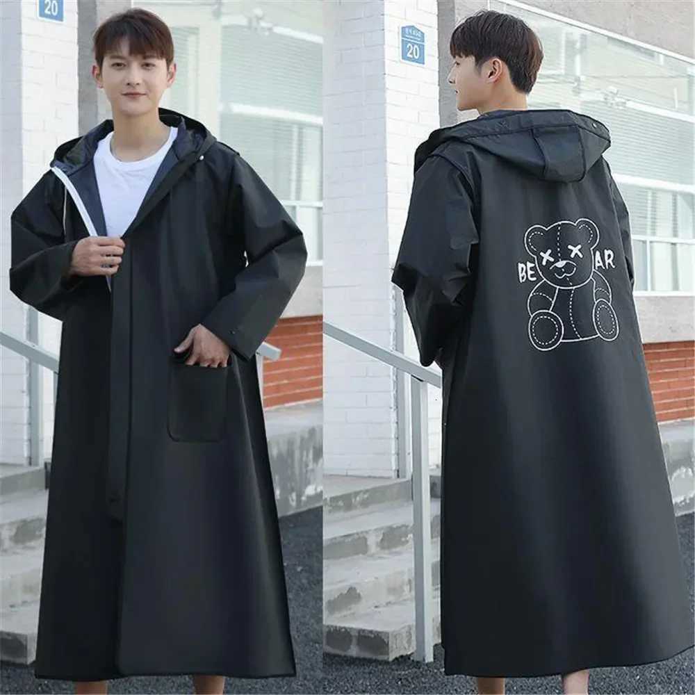 Thicken EVA Adults Long Raincoat Hooded for Men Women Waterproof Rain Coat Outdoor Poncho Travel Camping Fishing Rainwear Y250814