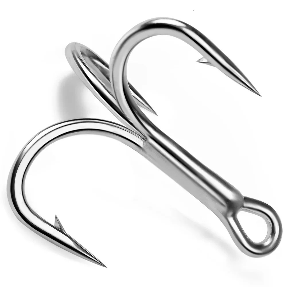 PROBEROS 10Pcslot 4X Luya Triple Hook Reinforced Anchor Solid Size 15 Barbed Steel Fish 250807