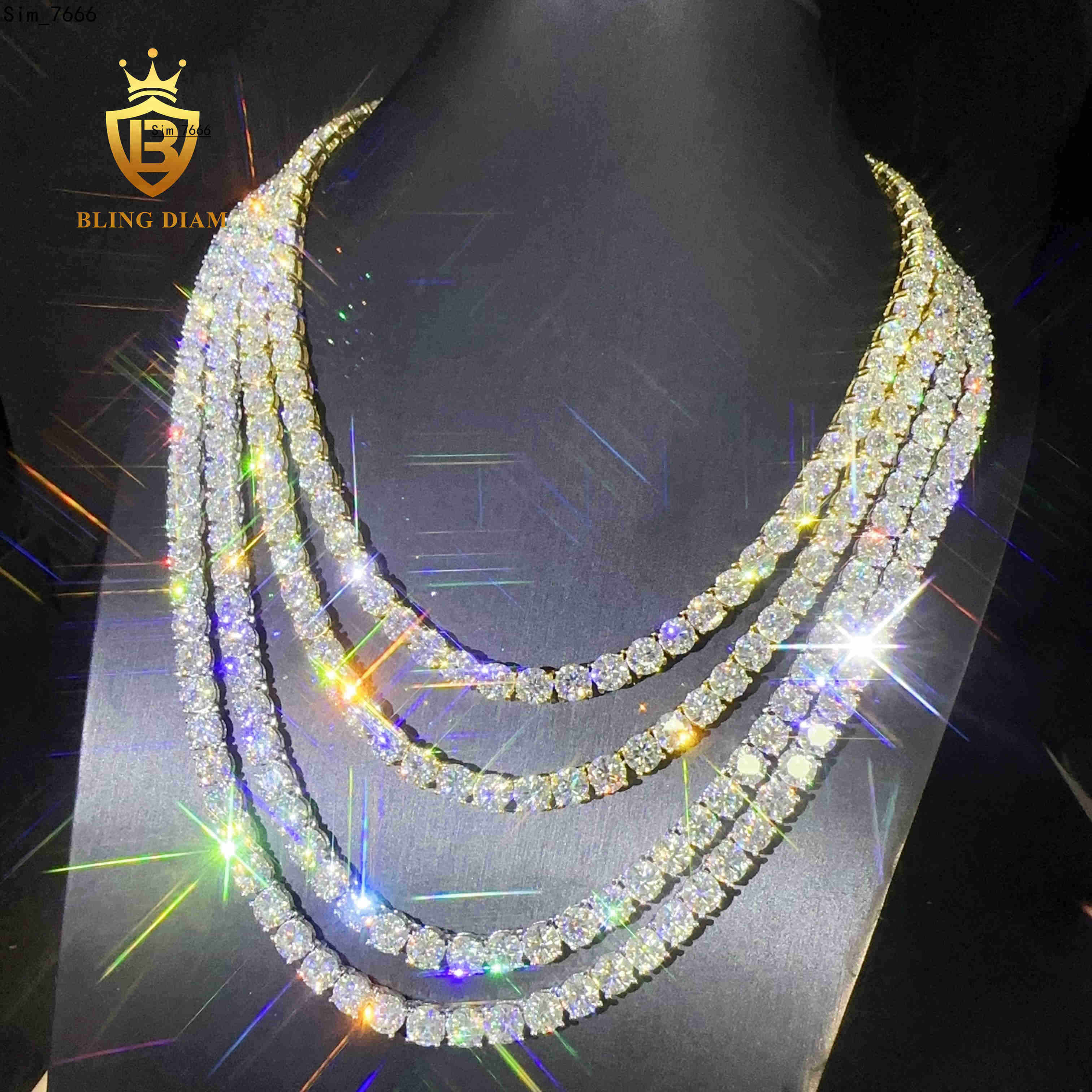 Wholesale Price RTS Hip Hop Silver 925 Pass Tester Diamond Chain 2mm 3mm 4mm 5mm 6.5mm VVS Moissanite Luxury Tennis Chain