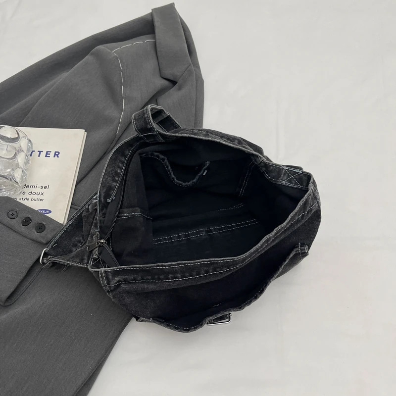 Womens Messenger Bag Vintage Denim Handbag Teenager Shoulder Tote Bags Casual Canvas Crossbody Handbags Large Capacity Bookbag 250809