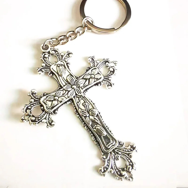 1pcs Vintage Goth Cross Keychain Car Women Men Bag Accessories Jewelry Gifts Keyrings Wholesale Holder 250804