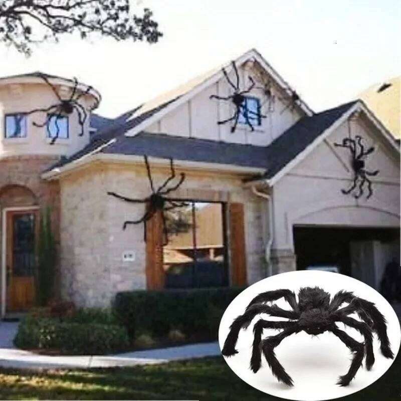 30cm/50cm/75cm/90cm/125cm/150cm/200cm Horror Giant Black Spider Decoration Haunted House Party Props Halloween Decor