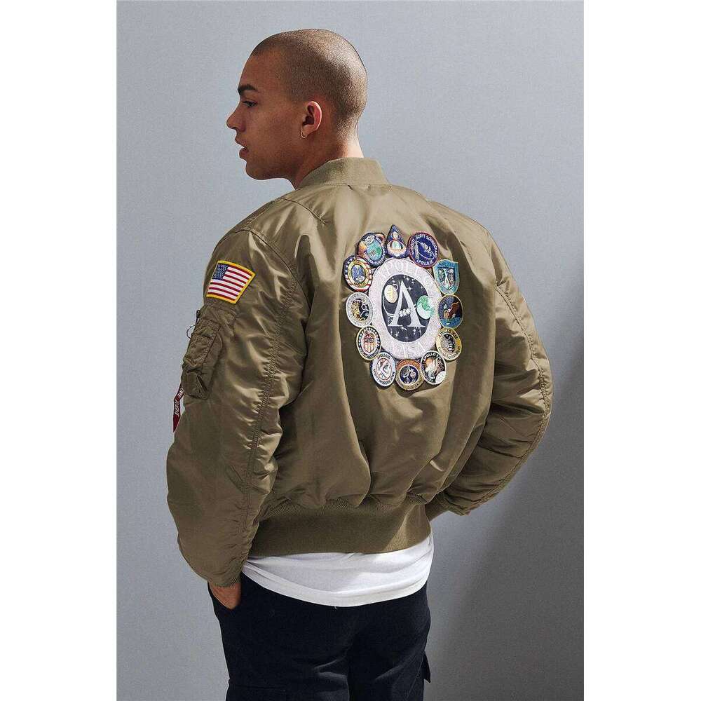 Winter bomber flight jacket vintage MA-1 APOLLO men coat streetwear warm varsity hip hop baseball letterman pilot us air force