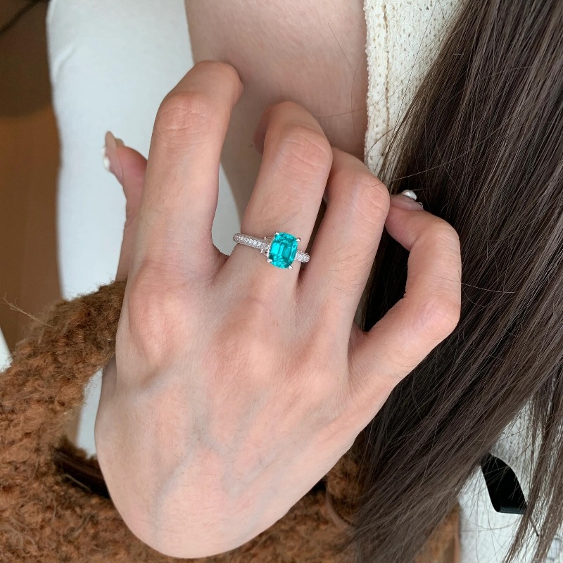 Sparkling Handmade Wedding Rings Luxury Jewelry 925 Sterling Silver Fill Oval Cut Green 5A Cubic Zircon CZ Diamond Gemstones Party Eternity Women Opem