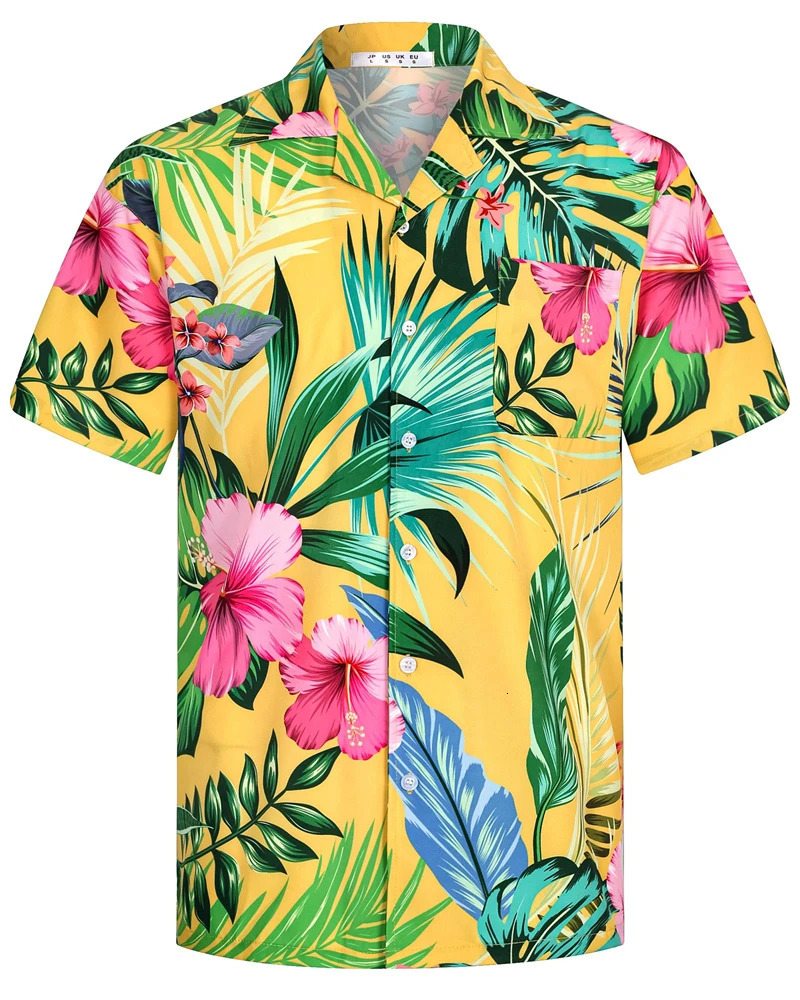 Summer Fashion Mens Hawaiian Shirts Short Sleeve Button Coconut Tree Printed Casual Beach Aloha Shirt Plus Size 6XL Hombre Ropa 250804