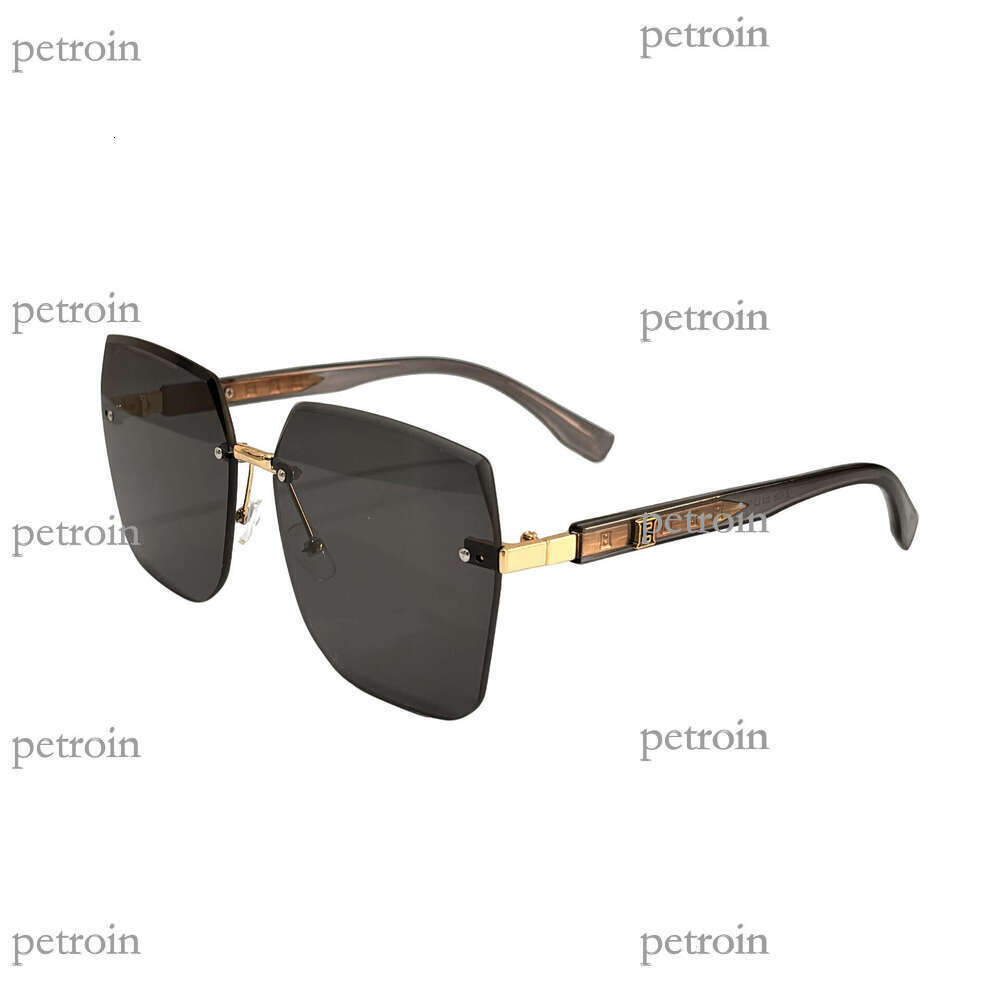 New Large Frame Polygonal No-Makeup Internet Celebrity for Women, High-End Luxury Gradient Rimless Glasses Sunglasses