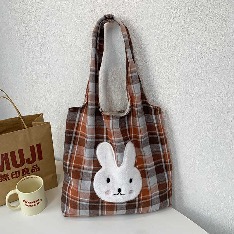 2025 Autumn New Women's Shoulder Bag Couple Bag New Women's Brown Checkered Bag Large Capacity Bag Embroidered Canvas Bag Autumn New Designe