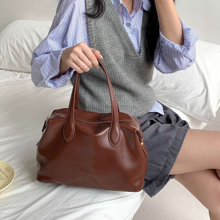 Korean Autumn Winter Soft Leather Handbag Tote High-end Elegant Bags Designer Women Single Shoulder for Women Versatile Large Capacity PU Commuter Bag