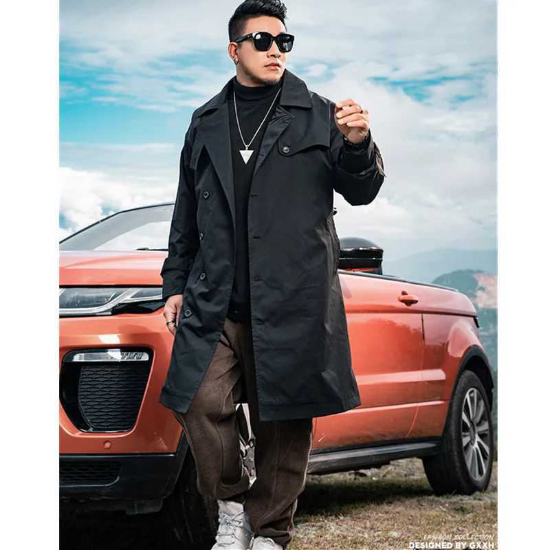 Mens Casual Trench Medium Length Plus Size Loose Basic Mass Outerwear Personality Autumn and Winter American Jacket 7XL W250815