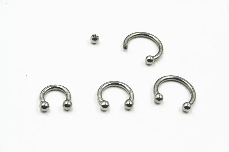 LOT50pcs Body Jewelry - 20g 18g 16g 14g Steel Ear/Nose/ Lip Labret Rings Nose Ear Daith Helix Piercing CBR Horseshoes 250807