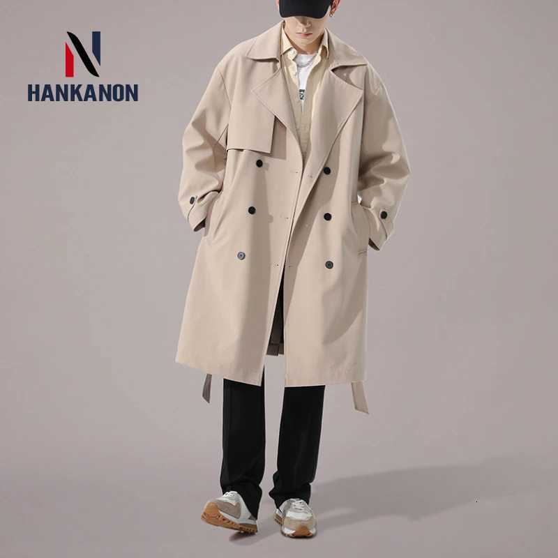 Business Casual Double-breasted Mens Long Trench Coat. Solid Color Elongated Jacket Youthful Classic Trench Coat. Oversized W250815
