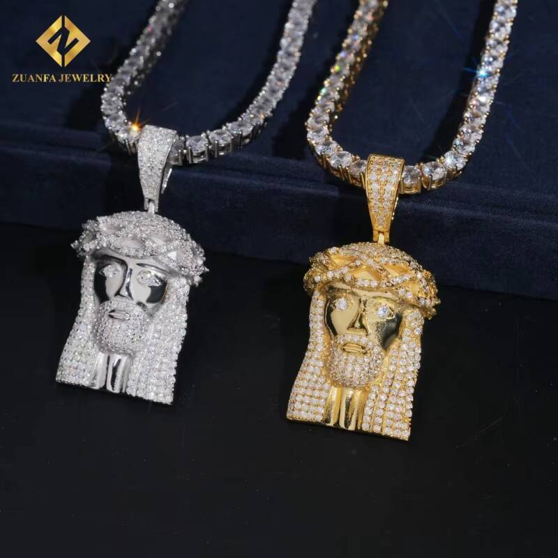Hot Sale Custom GRA Certificate 925 Silver Jewelry Hip Hop Ice Out Diamond VVS Mossanite Jesus Pendant