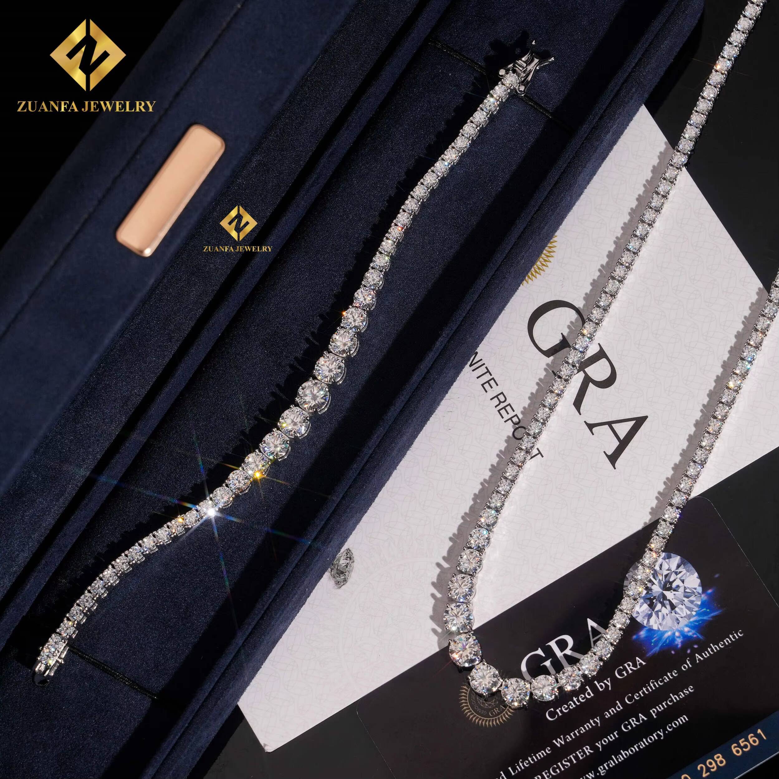 Fine Jewelry Popular Gradual Vvs Moissanite Tennis Chains 925 Sterling Silver 3mm Necklace Bracelet