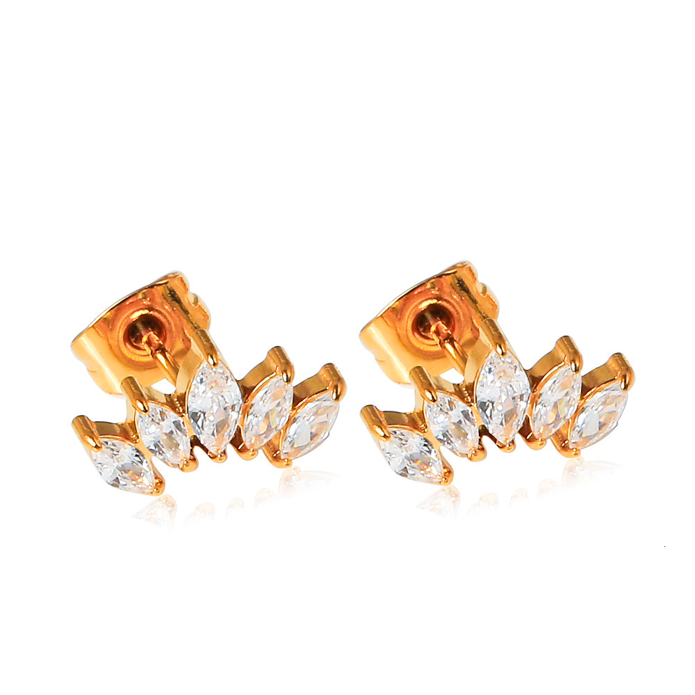 Red Petal Zircon for Women Fashion Versatile High-end Titanium Alloy Stainless Beach Steel Earrings Eco-friendly Color Jewelry for Women