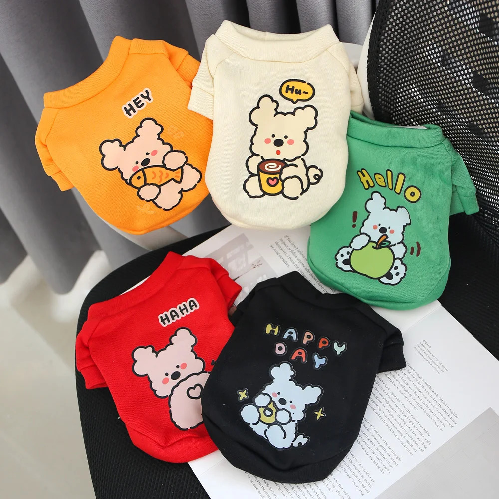 Autumn and winter pet clothes cute little dog cartoon round neck hoodie with plush super cat universal 250814