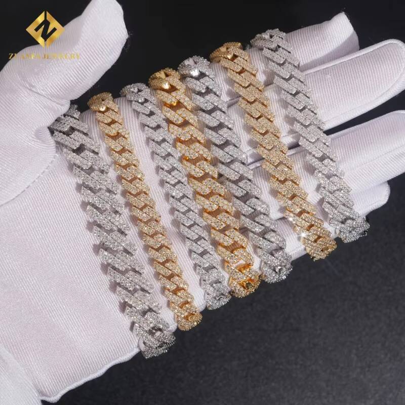 Hot Sale GRA Certificate Pass Diamond Tester 925 Silver Hip Hop Jewelry Moissanite Cuban Link Iced Out Cuban Bracelet