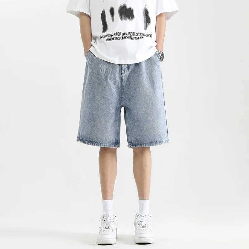 Denim shorts mens 2025 summer new slim fit fashion brand large shorts American high street retro loose washed vintage denim sho Y250814