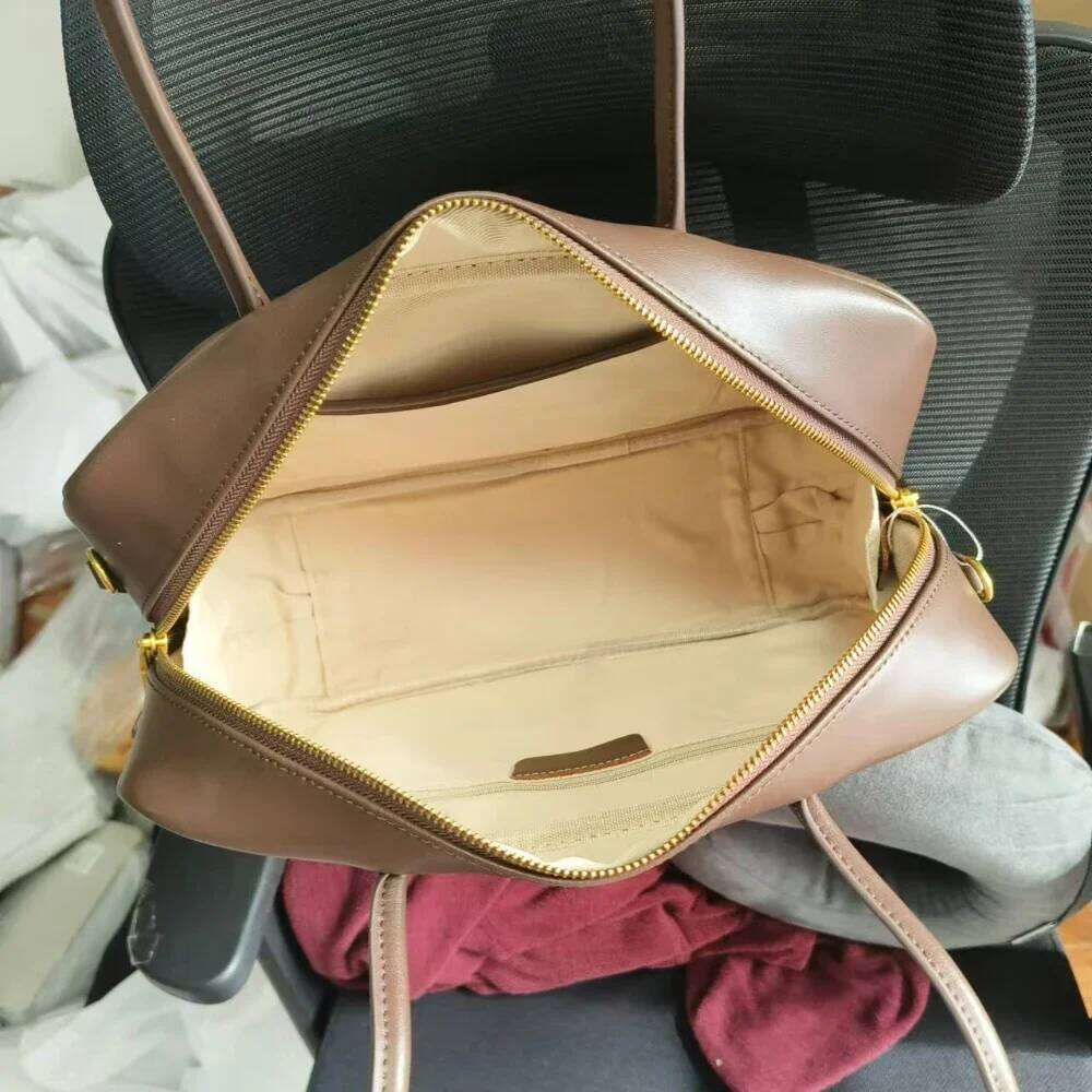 Exquisite Cowskin Long Handle Briefcase Chocolate Brown Leisure Cowhide Leather Women Shoulder Bag High Quality Ladies Handbag