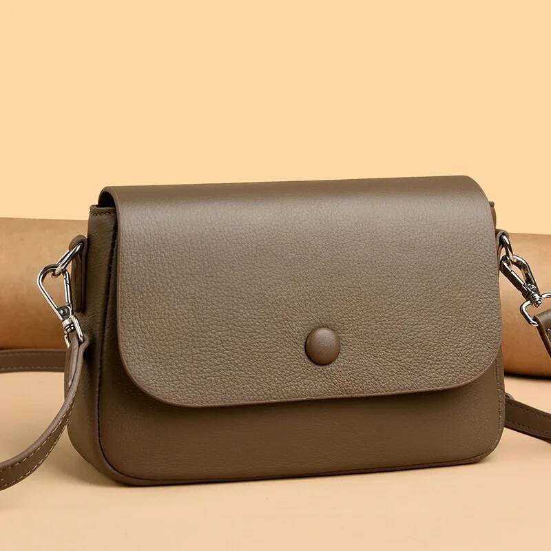 Designer Solid Color 100% Genuine Leather Women Shoulder Crossbody Bags Fashion Women's Totes Female Handbags Sac A Main