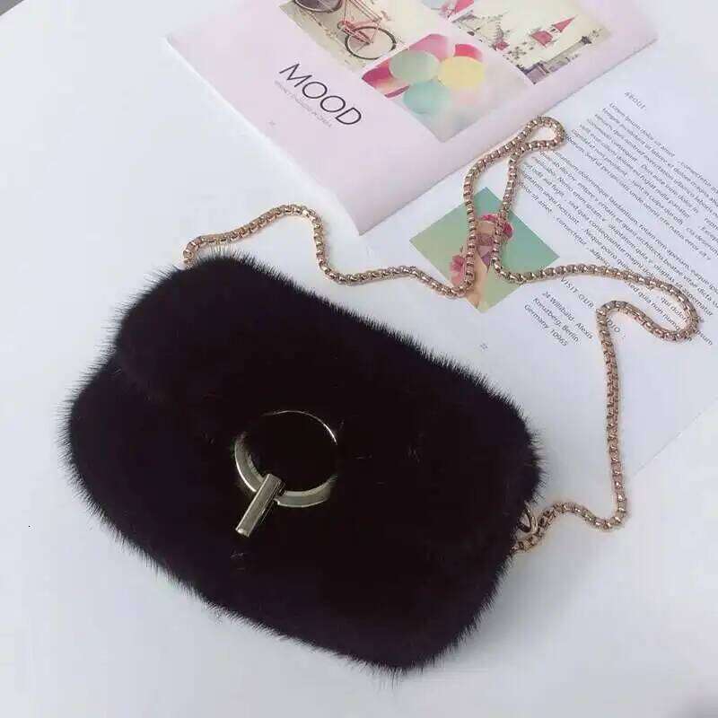 Designer bag 52 Mink Envelope Single Shoulder Crossbody Real Fur Fashion Women's Mini Fluffy Handbag Women Evening Party Bag