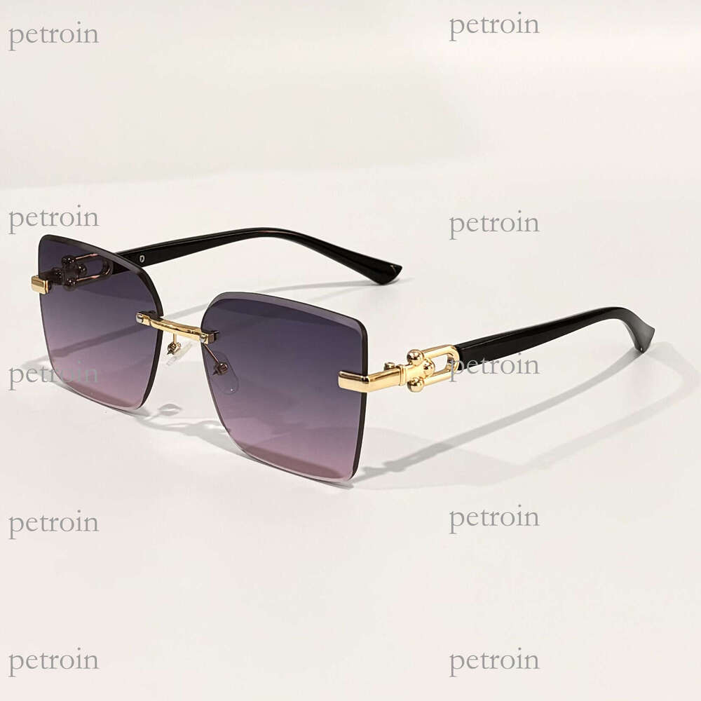 New Style Personality Women's High-end Light Luxury Gradient Color Plain Frameless Glasses Fashion Trendy Sunglasses