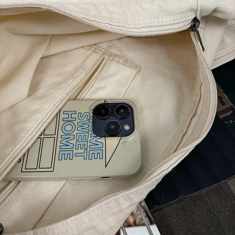 Casual Crossbody Bag Retro Large Capacity Canvas Bag Durable Zipper Closure for Commute Travel Shopping 250809