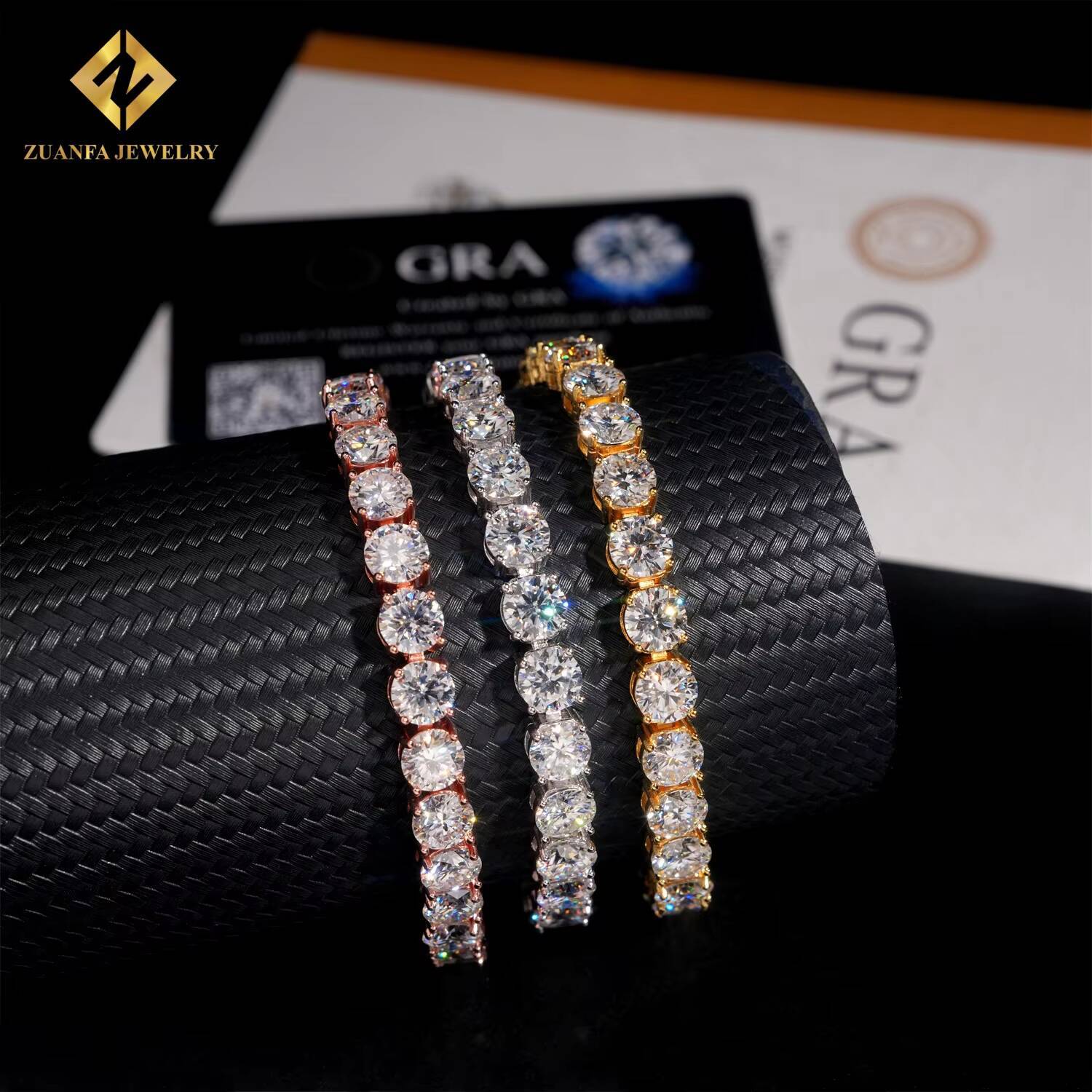 USA Stock Fast Shipping 6.5mm Moissanite Diamond Tennis Necklace Solid 925 Silver Iced Out Moissanite Hip Hop Tennis Chain